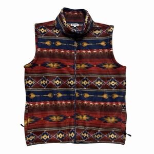 Angderson Southwest Aztec Full Zip Fleece Sweater Vest Western Men's Large